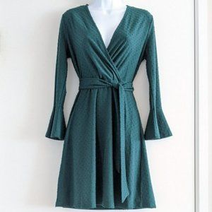 Spense swiss dot surplice v-neck dress